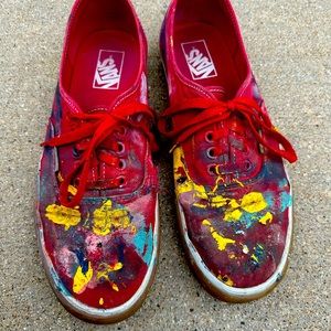 A pair of Artist Vans 10.5 / red